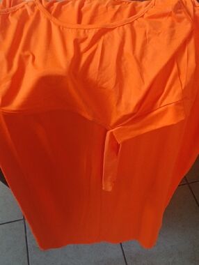 Bright Orange Sleeveless Top  2 Piece Set Skirt